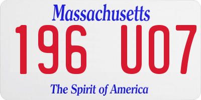 MA license plate 196UO7