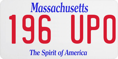 MA license plate 196UP0
