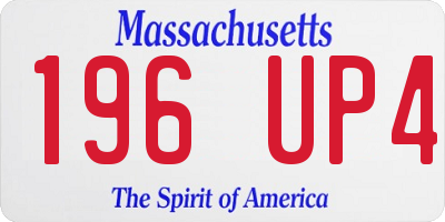MA license plate 196UP4