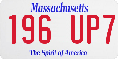 MA license plate 196UP7