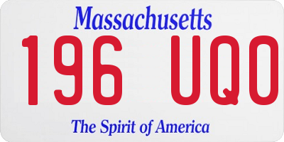 MA license plate 196UQ0