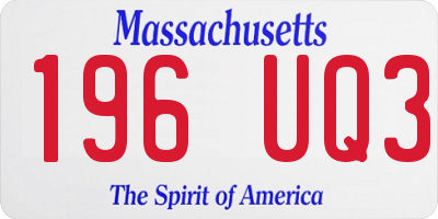 MA license plate 196UQ3