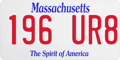 MA license plate 196UR8