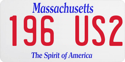 MA license plate 196US2