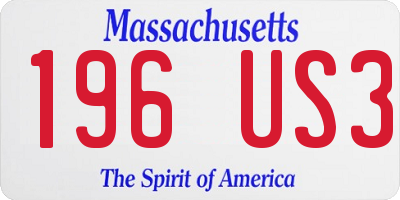 MA license plate 196US3