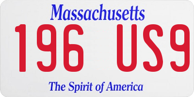 MA license plate 196US9