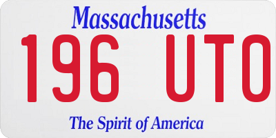 MA license plate 196UT0
