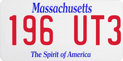 MA license plate 196UT3
