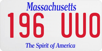 MA license plate 196UU0