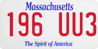 MA license plate 196UU3