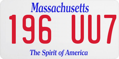MA license plate 196UU7