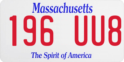 MA license plate 196UU8