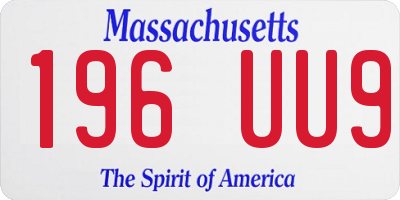 MA license plate 196UU9