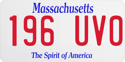 MA license plate 196UV0