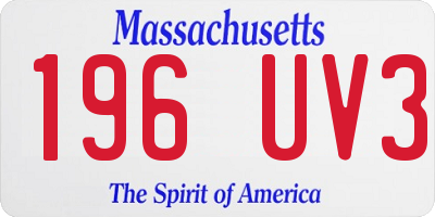 MA license plate 196UV3