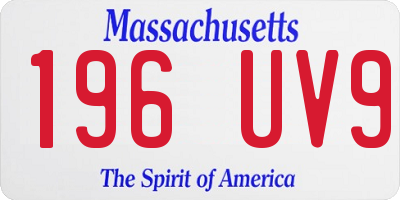 MA license plate 196UV9