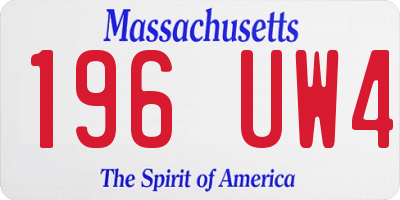 MA license plate 196UW4