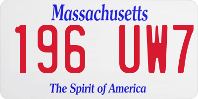 MA license plate 196UW7