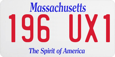 MA license plate 196UX1