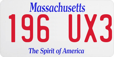 MA license plate 196UX3