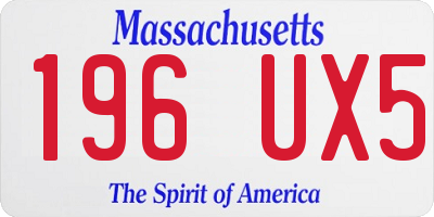 MA license plate 196UX5