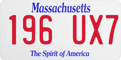 MA license plate 196UX7