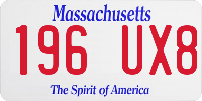 MA license plate 196UX8
