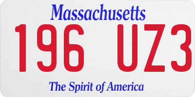 MA license plate 196UZ3