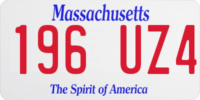 MA license plate 196UZ4