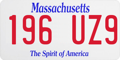 MA license plate 196UZ9