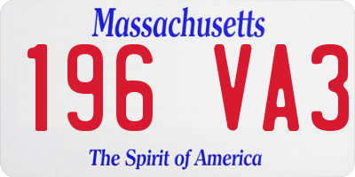 MA license plate 196VA3