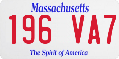 MA license plate 196VA7