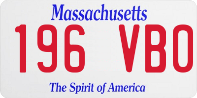 MA license plate 196VB0