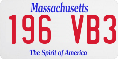 MA license plate 196VB3