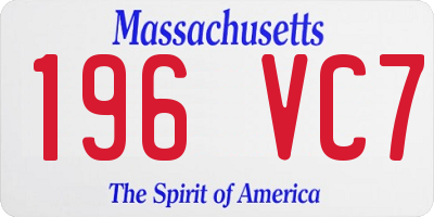 MA license plate 196VC7