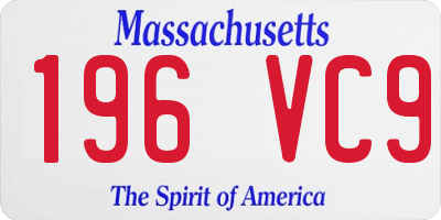 MA license plate 196VC9
