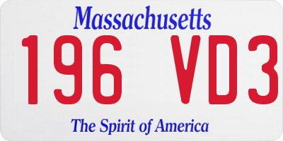 MA license plate 196VD3