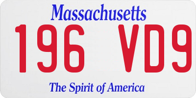MA license plate 196VD9