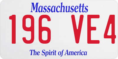 MA license plate 196VE4