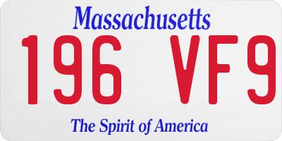 MA license plate 196VF9