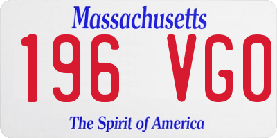 MA license plate 196VG0