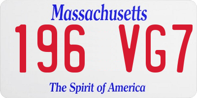 MA license plate 196VG7