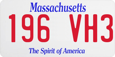 MA license plate 196VH3