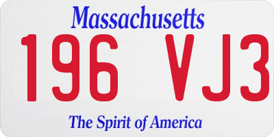 MA license plate 196VJ3