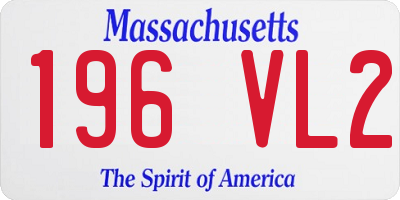MA license plate 196VL2