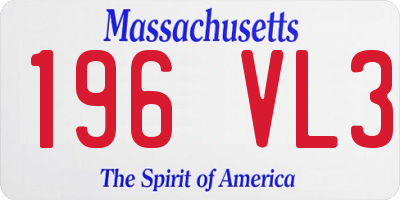 MA license plate 196VL3