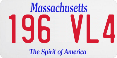 MA license plate 196VL4