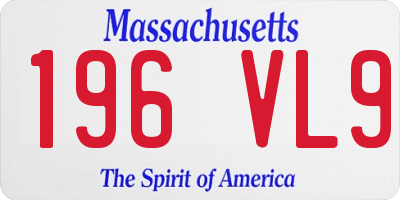 MA license plate 196VL9
