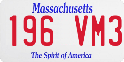 MA license plate 196VM3