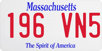 MA license plate 196VN5